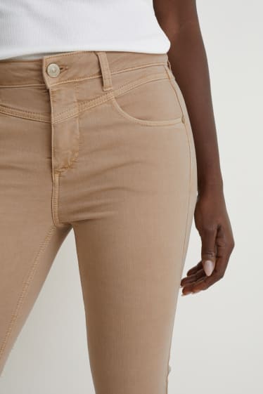 Femmes - Pantalon - high waist - slim fit - beige