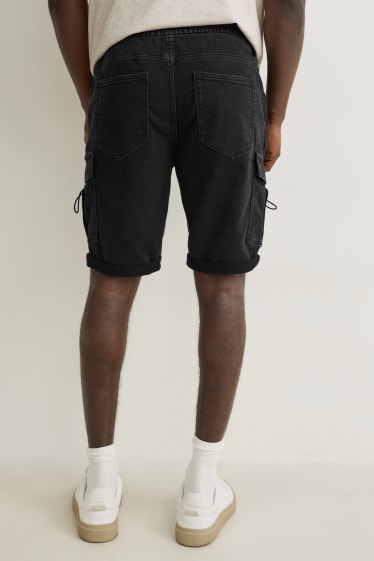 Hommes - Short cargo en jean - flex jog denim - noir