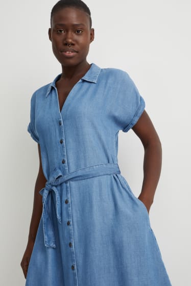 Femmes - Robe-chemisier - jean bleu