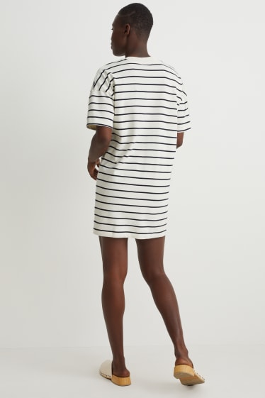 Donna - Vestito a t-shirt - a righe - bianco crema