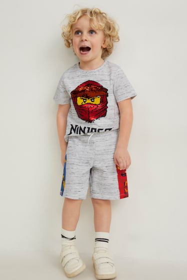 Enfants - Lego Ninjago - bermudas en molleton - gris clair chiné