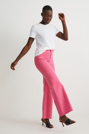 Mujer - Loose fit jeans - high waist - LYCRA® - fucsia