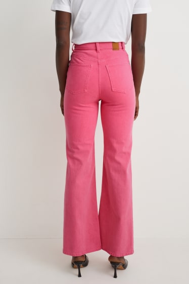 Dames - Loose fit jeans - high waist - LYCRA® - fuchsiarood