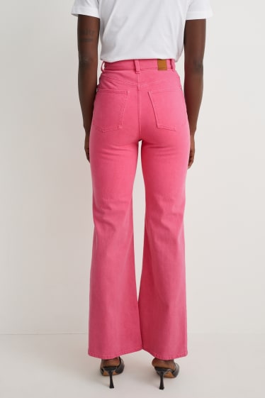 Dámské - Loose fit jeans - high waist - LYCRA® - růžová