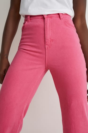Dames - Loose fit jeans - high waist - LYCRA® - fuchsiarood