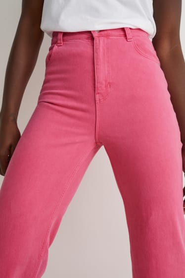 Dámské - Loose fit jeans - high waist - LYCRA® - růžová