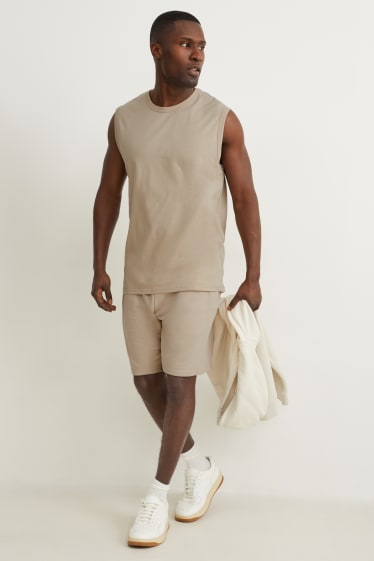 Hommes - Short en molleton - beige