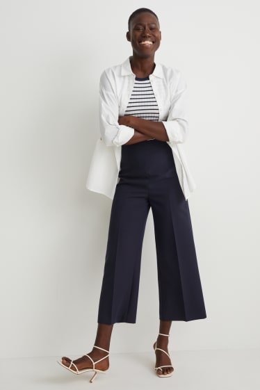 Femmes - Pantalon - high waist - wide leg - bleu foncé