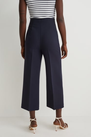 Femmes - Pantalon - high waist - wide leg - bleu foncé