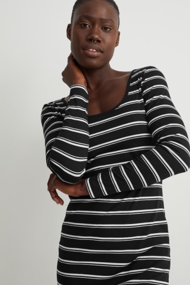 Women - Bodycon dress - striped - black