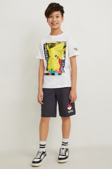Kinder Jungen - Pokémon - Set - Kurzarmshirt und Sweatshorts - 2 teilig - weiss