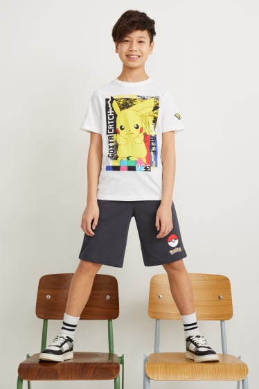 Kinder - Pokémon - Set - Kurzarmshirt und Sweatshorts - 2 teilig - weiss