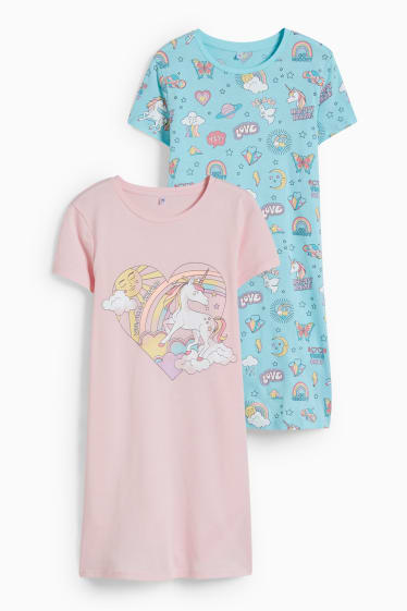 Children Girls - Multipack of 2 - unicorn - nightdress - rose