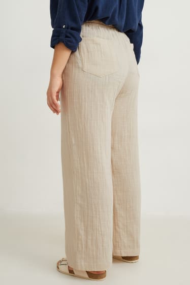 Women - Cloth trousers - mid-rise waist - light beige