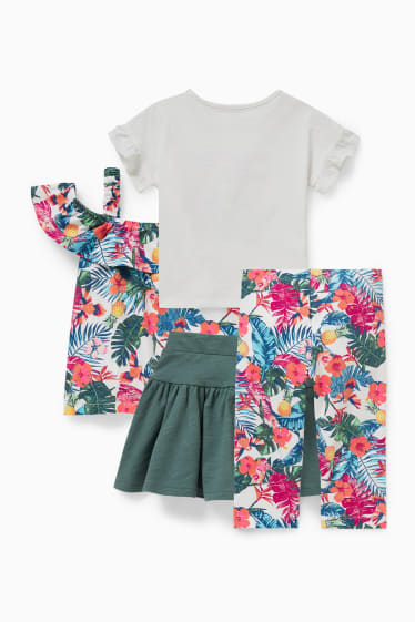 Enfants filles - Ensemble - haut, T-shirt, jupe et leggings - 4 pièces - blanc