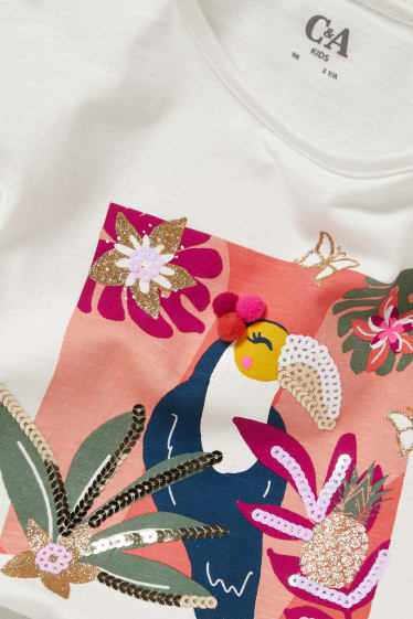 Enfants filles - Ensemble - haut, T-shirt, jupe et leggings - 4 pièces - blanc