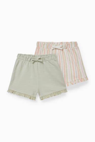 Babys - Set van 2 - baby-sweatshorts - mintgroen