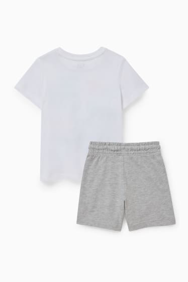 Dětské - Souprava - tričko s krátkým rukávem a teplákové šortky - 2dílná - bílá