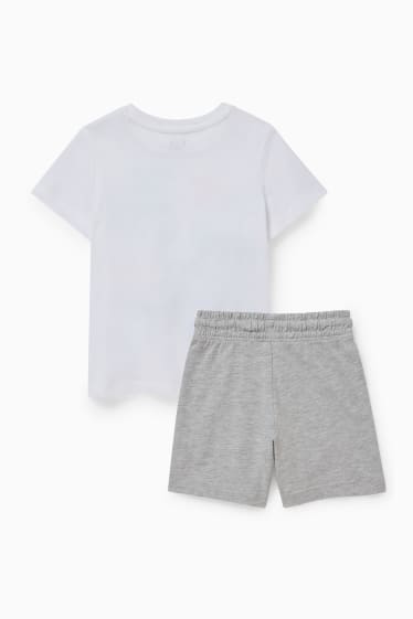 Kinder - Set - Kurzarmshirt und Sweatshorts - 2 teilig - weiss