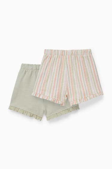 Babys - Set van 2 - baby-sweatshorts - mintgroen