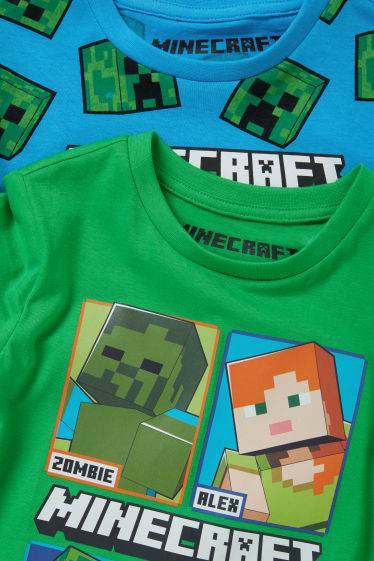 Dzieci - Wielopak 2 szt. - Minecraft - krótka piżamka - 4 części - zielony
