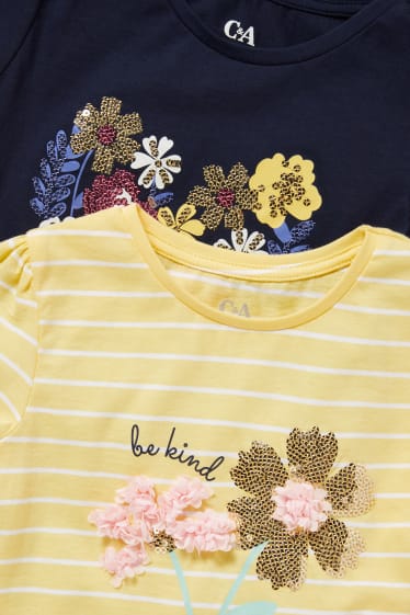 Bambine - Confezione da 2 - maglia a maniche corte - blu scuro