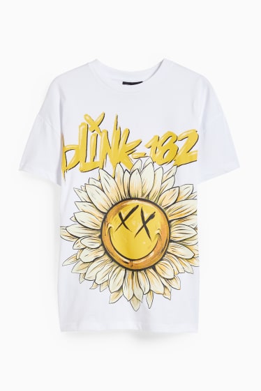Donna - CLOCKHOUSE - t-shirt - Blink 182 - bianco