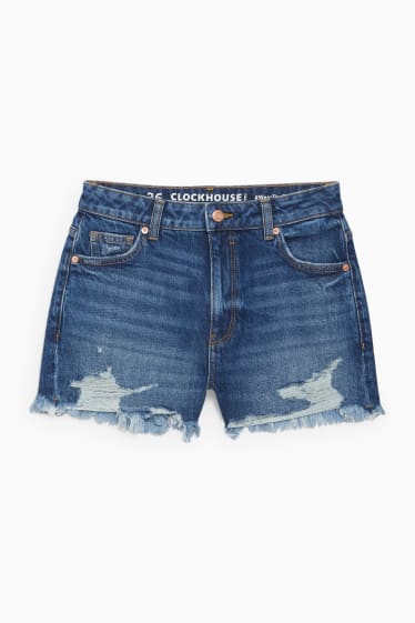 Ados & jeunes adultes - CLOCKHOUSE - short en jean - high waist - jean bleu