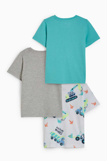 Enfants garçons - Lot de 3 - tractopelles - T-shirts - turquoise