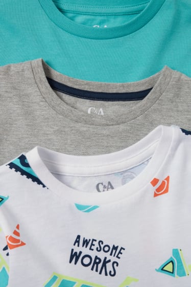 Enfants garçons - Lot de 3 - tractopelles - T-shirts - turquoise