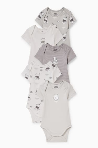 Unisexe - Lot de 5 - Winnie l’ourson - bodys bébé - blanc / gris