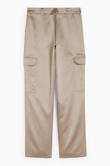 Donna - CLOCKHOUSE - pantaloni cargo in raso - vita bassa - gamba larga - beige