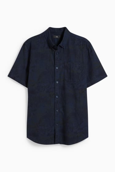 Heren - Overhemd - regular fit - button-down - donkerblauw