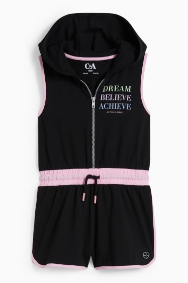 Children Girls - Jumpsuit with hood - black