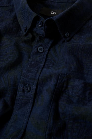Heren - Overhemd - regular fit - button-down - donkerblauw