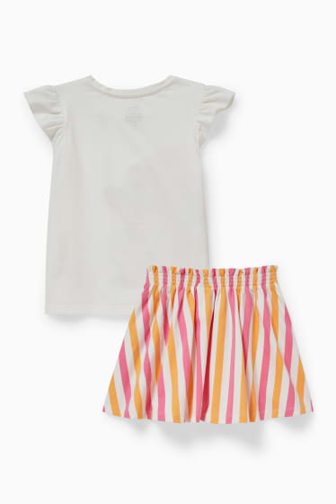 Kinderen: meisjes - Minnie Mouse - set - T-shirt en rok - 2-delig - crème wit