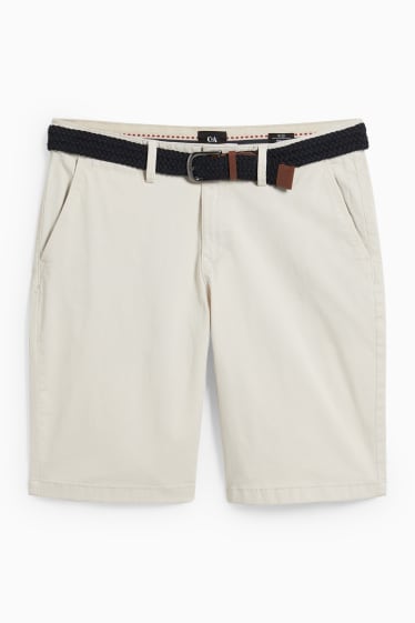 Home - Pantalons curts amb cinturó - beix clar