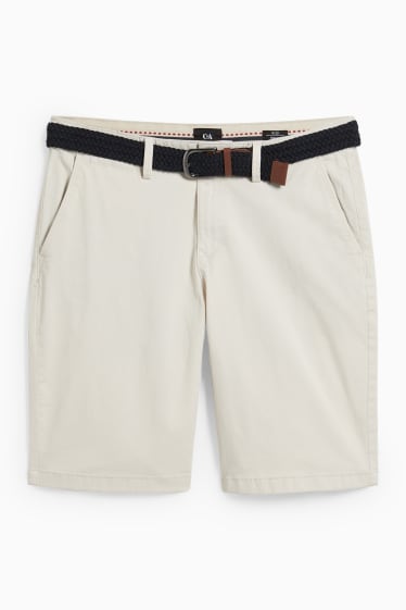 Men - Shorts with belt - light beige