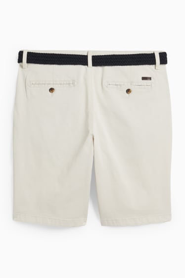 Men - Shorts with belt - light beige