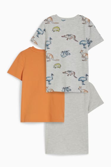 Kinderen: jongens - Set van 3 - T-shirt - oranje / grijs
