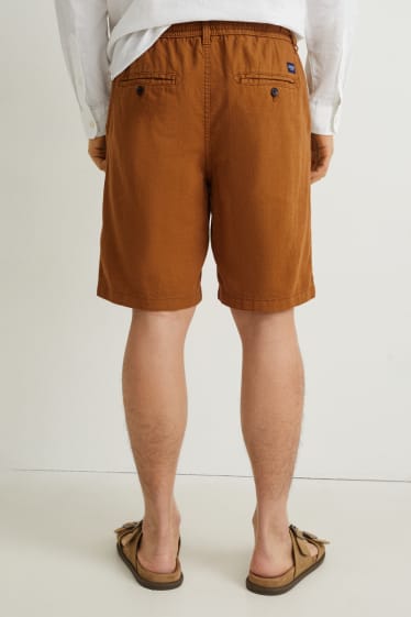 Men - Shorts - linen blend - dark brown