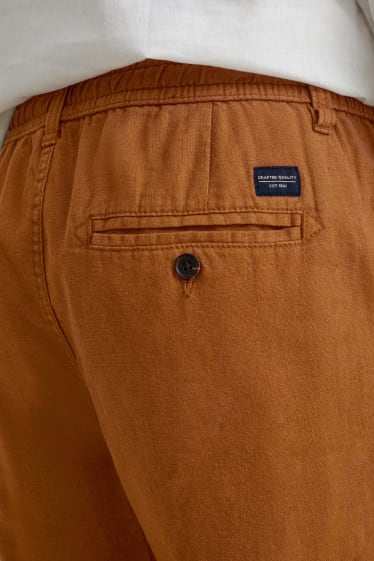 Men - Shorts - linen blend - dark brown