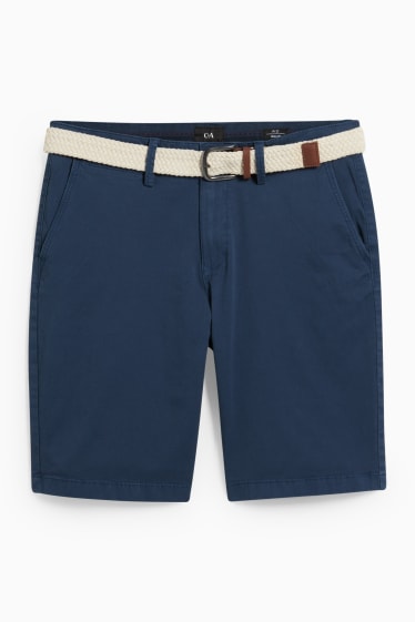 Heren - Korte broek met riem - donkerblauw