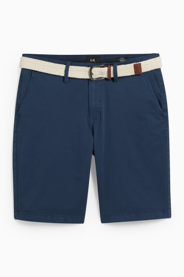 Hommes - Short avec ceinture - bleu foncé