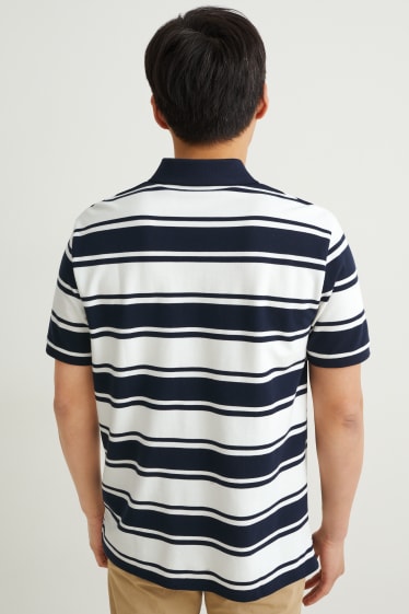 Herren - Poloshirt - gestreift - dunkelblau / weiß