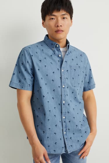 Pánské - Džínová košile - regular fit - button-down - modrá