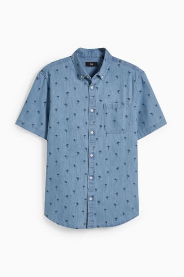 Heren - Denim overhemd - regular fit - button down - blauw