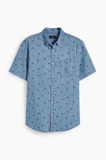 Pánské - Džínová košile - regular fit - button-down - modrá