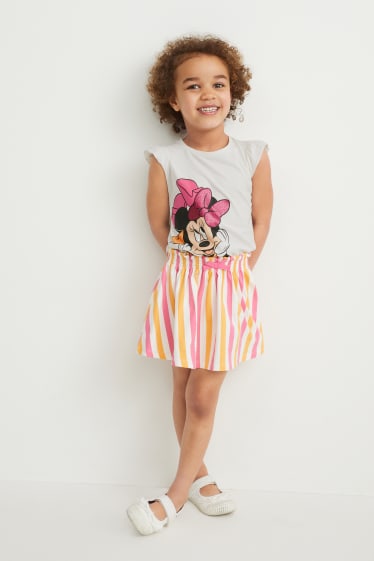 Kinderen: meisjes - Minnie Mouse - set - T-shirt en rok - 2-delig - crème wit