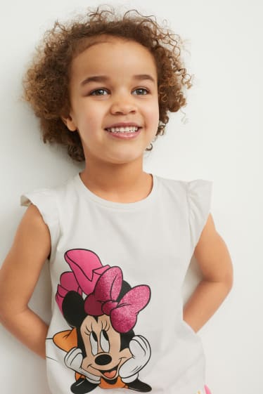Kinderen: meisjes - Minnie Mouse - set - T-shirt en rok - 2-delig - crème wit